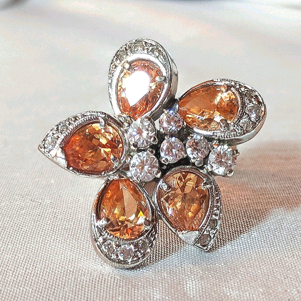 Topaz and Swarovski Crystal statement ring. 7